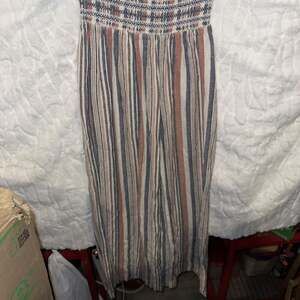 Rewash Striped High-Waist Linen-Blend Wide Leg Pants
